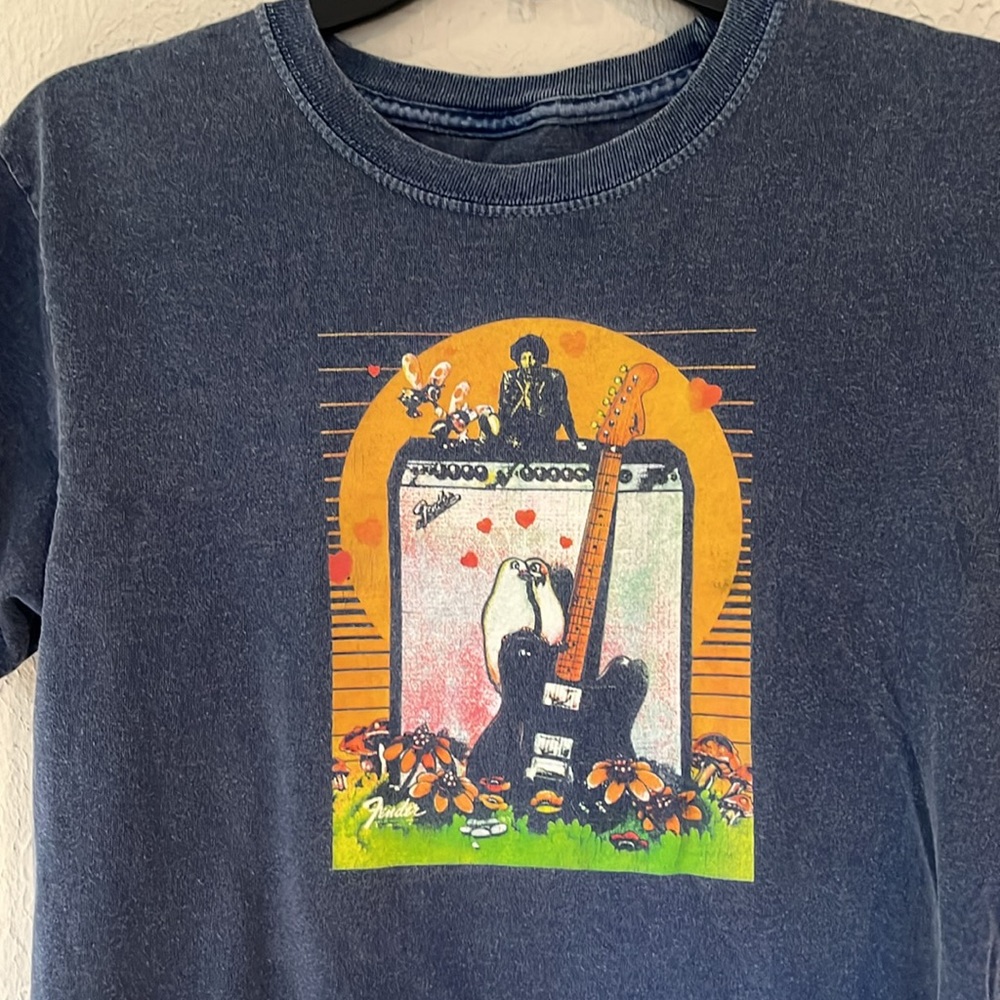 Fender Jimmy Hendrix Blue Graphic vintage T-Shirt with Guitar Print size 13/14 - Picture 5 of 7